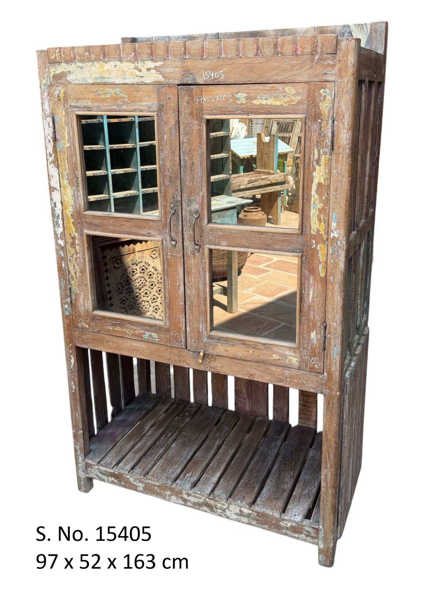 15405 WOODEN ALMIRAH GLASS DOOR